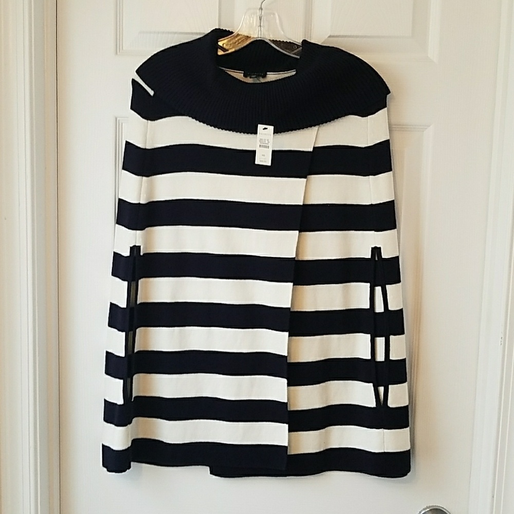 NWT Talbots Navy and White striped cloak